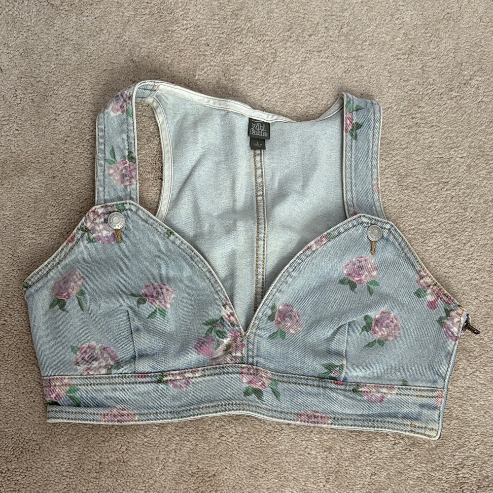 Wild Fable Floral Denim Crop Top